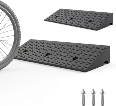 Robuuste Drempelhulp - Oprijplaat Rubber - Garage en Oprit - Antislip Oppervlak - 100x50x13cm - Zwart