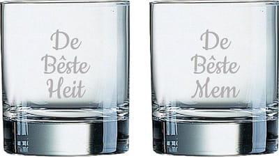 Gegraveerde Whiskeyglas 20cl De Bêste Mem-De Bêste Heit