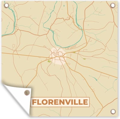 Tuin poster Florenville - Stadskaart - Vintage - Kaart - Plattegrond - 200x200 cm - Tuindoek