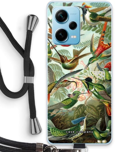 Case Company® - Hoesje met koord geschikt voor Xiaomi Redmi Note 12 Pro Plus hoesje met Koord - Haeckel Trochilidae - Telefoonhoesje met Zwart Koord - Bescherming aan alle Kanten en Over de Schermrand