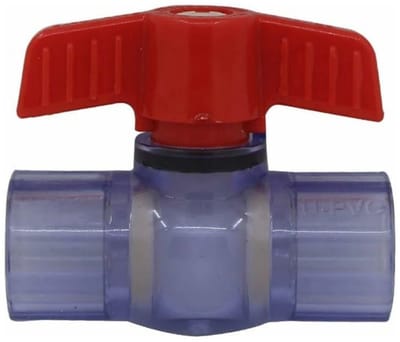 PVC Kogelkraan Transparant – Lijmverbinding Ø50 mm (Binnendiameter) – Volledige Doorlaat – Voor Zwembad & Irrigatie