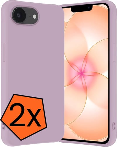 Hoes - 2 Stuks - Geschikt voor Apple iPhone 17e - Sterk & Shockproof - Case Siliconen - Back Cover - Telefoon Hoes - Lila