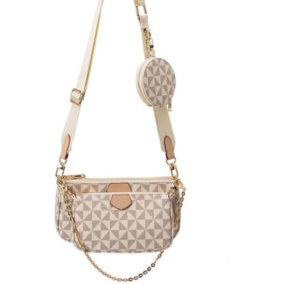3-in-1 Mahjongtas Lente Handtas Schoudertas Crossbodytas Mode Bedrukte Dames Tas beige