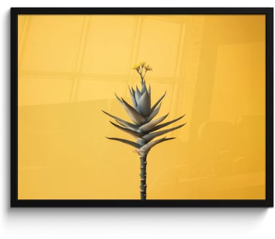 Poster in lijst - Fotolijst 70x50 cm - Posters - Plant - Minimalistisch - Bloem - Geel - Posterlijst zwart - Decoratie - Wanddecoratie woonkamer - Muurdecoratie slaapkamer