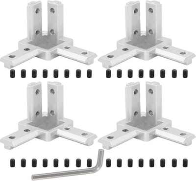 Hoekconnector voor profielverbindingen - 4 stuks 3-weg hoekbeugel met schroeven voor 8mm T-slot aluminium profiel