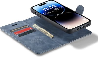 iPhone 14 Pro Max Bookcase hoesje - CaseMe - Effen Grijs - Kunstleer