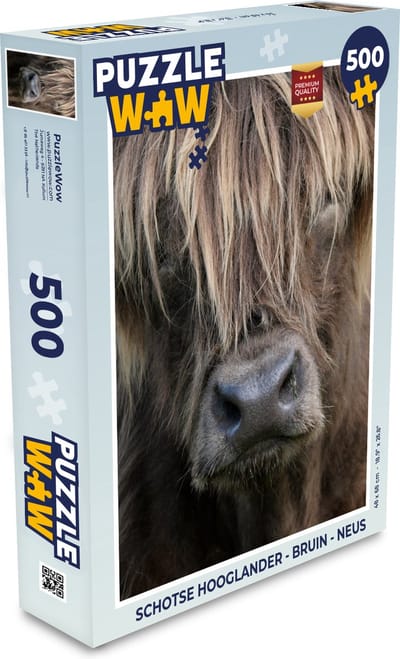 Puzzel Schotse Hooglander - Bruin - Neus - Legpuzzel - Puzzel 500 stukjes
