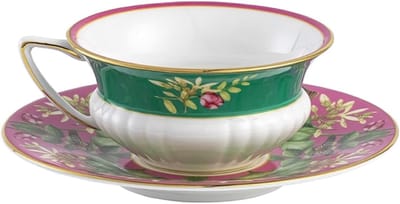 Theekop met schotel - Koffiekopje Delicaat - Genieten van thee - Bloemenpatroon Ontwerp - 5 ounces - Roze