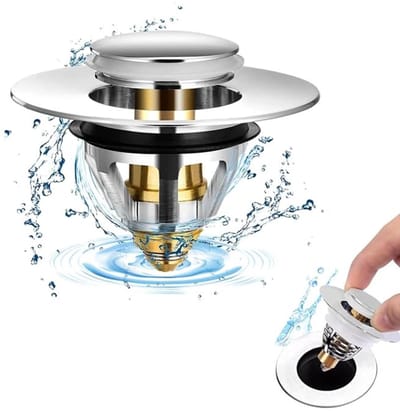 Dailygoods- Afvoerstopper Hoogwaardige Roestvrij Staal - Afvoerstop - Korfplug - Afvoerplug Wastafel - Pop-Up Stop - Duurzaam Ontwerp