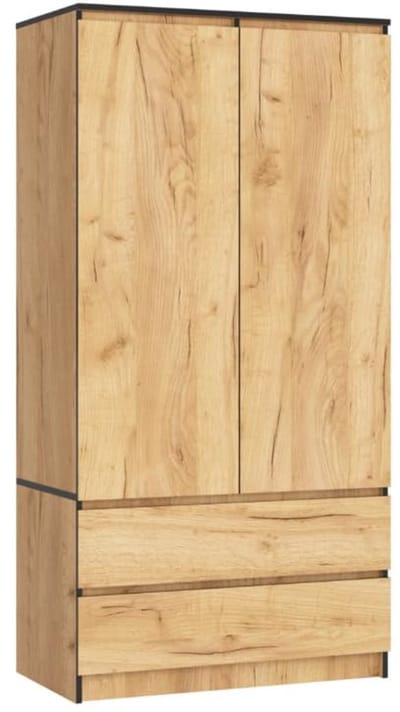 Kledingkast met 2 deuren, 4 legplanken en 2 laden voor slaapkamers en woonkamers - 180x90x51cm