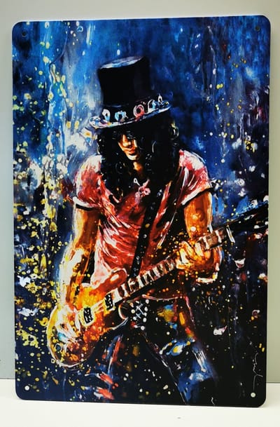 Metalen wandbord - Guns N Rises - Slash - Mancave - Wand Decoratie - Metal sign - Mancave decoratie - Decoratie - Metalen borden - Tekst borden - Metalen bord