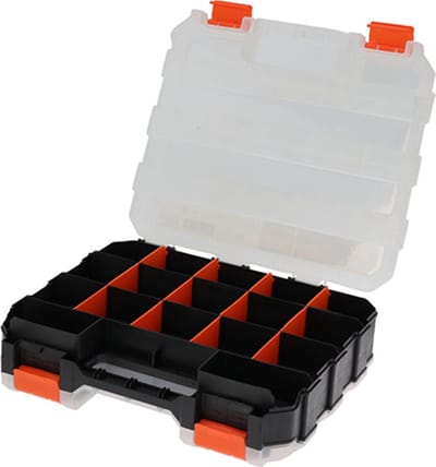 FX Tools Gereedsschapskist - 15 vakken - 32 x 27 x 8 cm - opberg/sorteer boxen