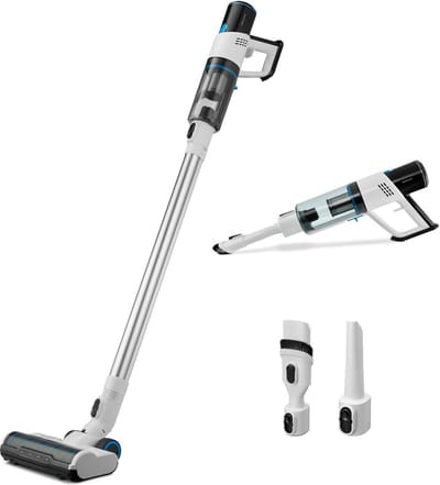 MEDION P250 steelstofzuiger (snoerloos, zakloos, cycloontechnologie, 250 watt, 2-in-1 steelstofzuiger en handstofzuiger met oplaadbare batterij, stofsensor, HEPA H13, LED-touchdisplay, borstelrol)