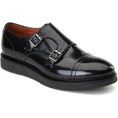 Base London Knight Leren Zwarte Dubbele Monniksschoenen Voor Heren