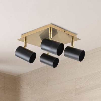 Näve Plafondspot Frida 4-lamps, messing/zwart