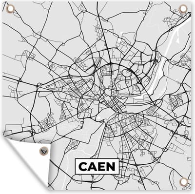 Tuin poster Plattegrond - Kaart - Stadskaart - Frankrijk - Caen - 200x200 cm - Tuindoek