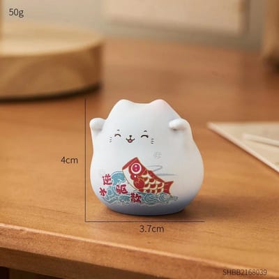 Décoration d'intérieur créative Ornement de chat porte-bonheur miniature Céramique Fortune Statuette d'animal Petite figurine Accessoires de bureau pour salon white