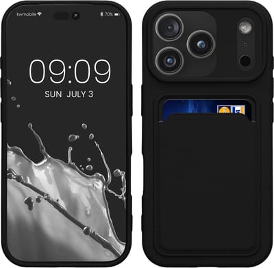 kwmobile telefoonhoesje geschikt voor iPhone 17 Pro - Hoesje met pasjeshouder - TPU case in zwart
