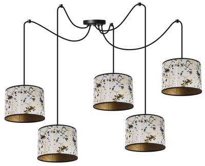 Light Home Werona 2405/20/5P – Hanglamp – Spider Lampenkap – Goud/Zwart – 5-lichtpunt – Modern & Designer – E27 LED – Verstelbare Hoogte