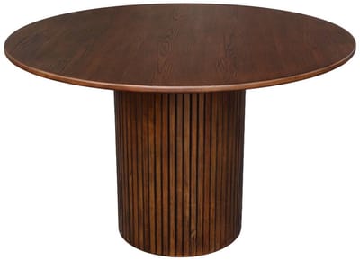 sweeek - Ronde eettafel van rubberhout en eikenfineer 4 plaatsen - ø 115 x 73 cm - estelle