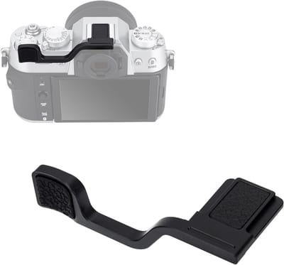 Verbeterde grip voor Fujifilm X-T50 camera met hot shoe thumb rest, ideaal voor éénhandig fotograferen, zwart