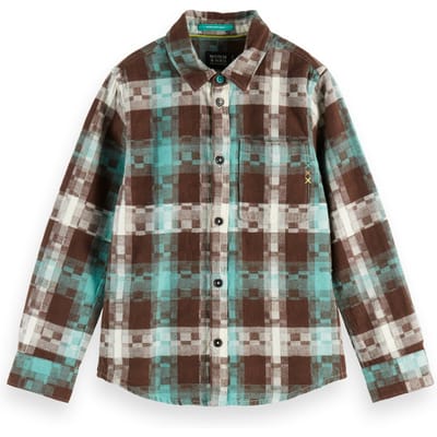 Scotch & Soda Boy Flannel Checked Shirt Agate Green Abstract Check Taglia: 4 | Camicie Outlet | kids | Verde