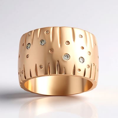 Cavill - Brede Zilveren Ring 925 Sterling Zilver Rosé Verguld - 4 I1 Argyle Rose de France Diamanten 0,052 ct - Moderne Luxe Damesring 19 mm