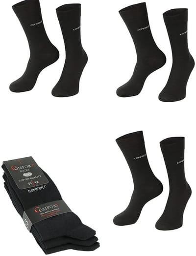 Naft | Comfort sokken zonder knellende boord | Kleur: Zwart | Maat: 43-46 | Aantal: 6 paar