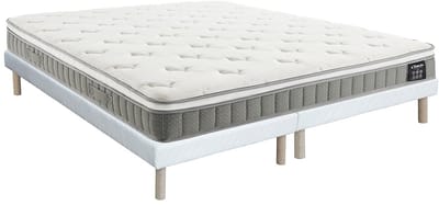 Vente-unique Set 180 x 200 cm gewatteerde bedbodem + pocketverenmatras met traagschuim topmatras dikte 21cm - VITOGO van YSMÉE