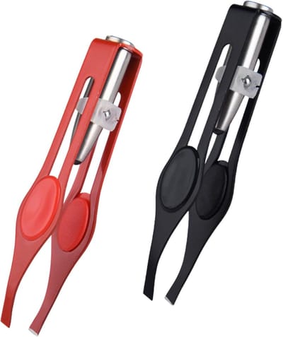 Pincet met LED - Precisie Tool - Nauwkeurig Haren Verwijderen - Geïntegreerde Verlichting - Roestvrij Staal - Rood