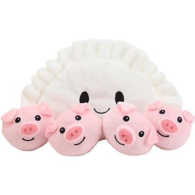 Schattige Varkens Dumpling Pluche Speelgoed Zacht Gevuld Cartoon Chinees Eten Poppetje Een Dumpling Met Vier Varkens Poppetjes Speelgoed voor Kinderen Verjaardagscadeaus 19cm