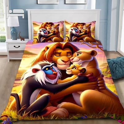 Dekbedovertrek Kussensloop Beddengoed Set Simba Leeuwenkoning Volwassene Jongen Meisje Slaapkamer Decoratie Kinder Cadeau Enkele Dubbele Maat 180*220cm 3pcs