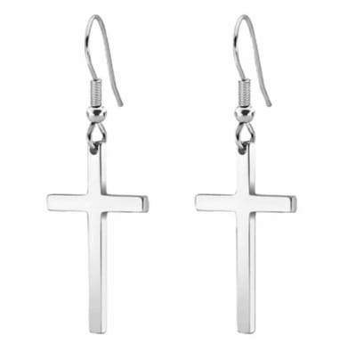 Oorbellen- Kruis- Zilver- 5 cm -Charme Bijoux
