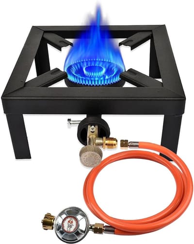 CLVP® Wokbrander - Kookbrander - Wok Brander - Met Slang en Regelaar - Propaan/Gas - Voor Buiten – Camping Kooktoestel Wind Proof –Zwart