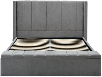 Vente-unique Bed met opbergruimte stof grijs 140 x 190 cm