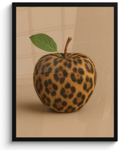 Poster in lijst - Fotolijst 50x70 cm - Posters - Appel - Panter - Blaadje - Groen - Posterlijst zwart - Decoratie - Wanddecoratie woonkamer - Muurdecoratie slaapkamer