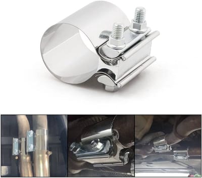 VCTparts® Uitlaatklem 2.5inch 63mm Mof Adapter Koppelstuk - Universeel RVS T304 met Stootvoeg Beugel