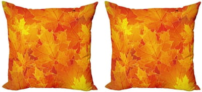 ABAKUHAUS Fallen Kussenhoes Set – 2x50x50 cm – Print – Oranje-Geel