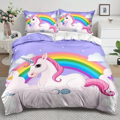 Eenpersoons dekbedovertrek 140 x 200 - Unicorn - Eenhoorn - Sprookje - Goede Kwaliteit - Meisje
