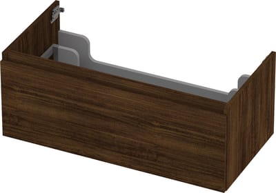 INK® wastafelonderkast 1 lade greeploos met houten keerlijst 90x45x35cm, koper eiken
