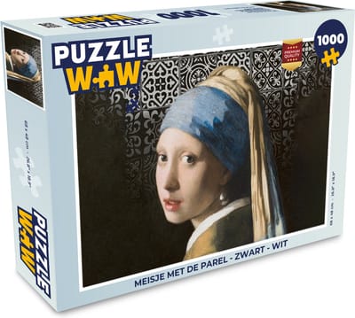 Puzzel Meisje met de parel - Zwart - Wit - Legpuzzel - Puzzel 1000 stukjes volwassenen