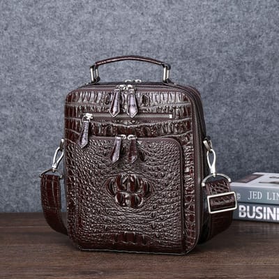Krokodillenbotpatroon Heren Schoudertas Crossbodytas, Klassieke en Stijlvolle Heren Handtas, High-end Zakelijke Rugzak