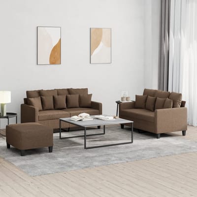 vidaXL - 4-delige - Loungeset - met - kussens - stof - bruin