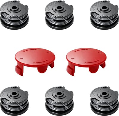 Vervangende Draadspoelen voor Grastrimmer, 6 Spoelen met 2 Caps, Compatibel met ART 24/27/30, Nylon Draad, Diameter 1.6 mm, Tuinaccessoires, Grasmaaien, Tuinonderhoud