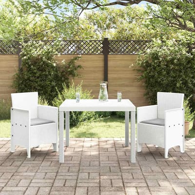 vidaXL - Tuin - Eettafel - Set - 3 - st - Wit - Polypropyleen