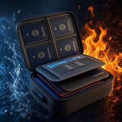 PolkaHome Brandwerende Documententas met Combinatieslot – 3-Lagen Organizer voor Laptop, Documenten en Certificaten – Draagbaar, Lichtgewicht, Geschikt voor Reizen en Thuis