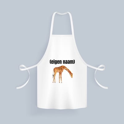 Akyol - giraffe met eigen naam Keukenschort - Giraffe - giraffe liefhebbers - dieren liefhebber - leuk cadeau voor iemand die houdt van giraffen - cadeau - kado - 82 bij 71 cm