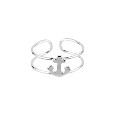 Zilveren teenring - dubbele band - anker - 925 zilver - hypoallergeen