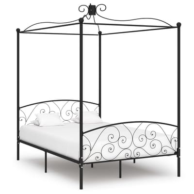 vidaXL - Hemelbedframe - metaal - zwart - 140x200 - cm