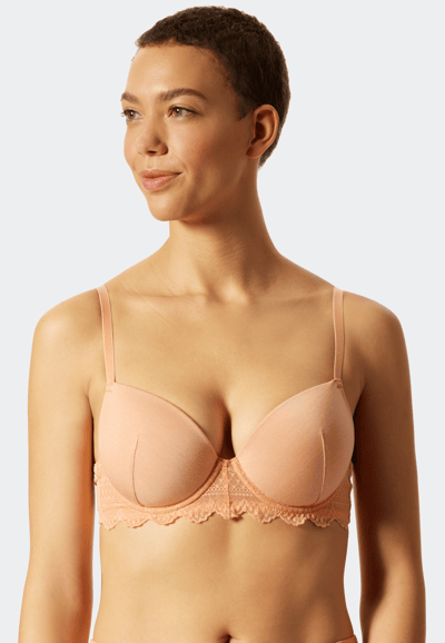 T-shirt-beha met cups en beugels, perzikkleurige kant  Feminine Lace 70A